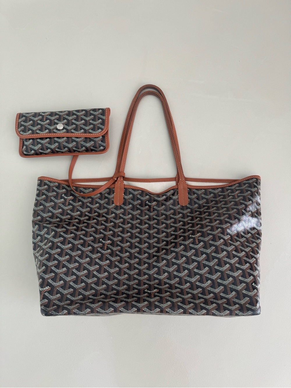 Goyard Saint Louis PM Tote In Black and Brown